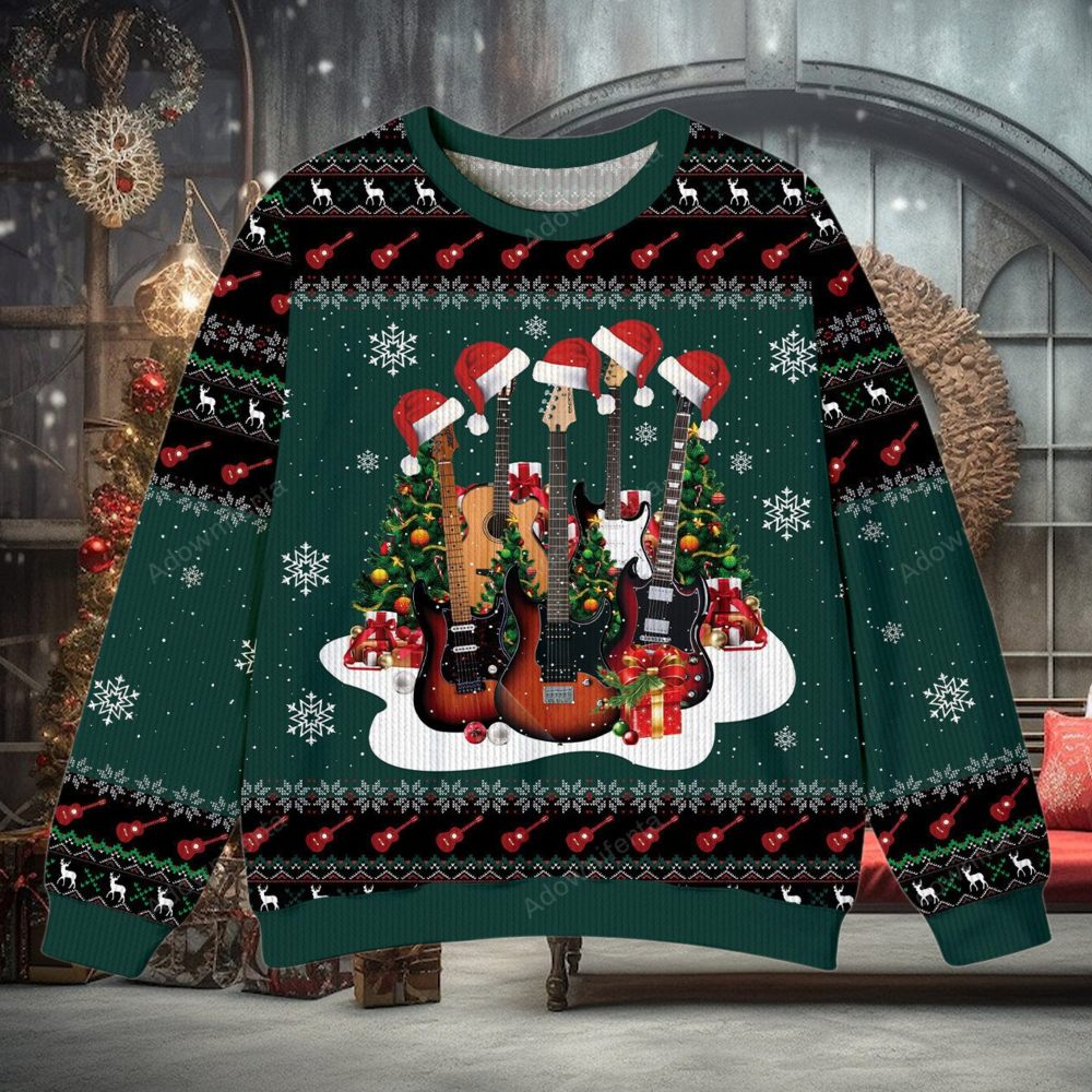 Guitar Rock n Roll Christmas Ugly Sweater Guitar Rock n Roll Christmas Ugly Sweater