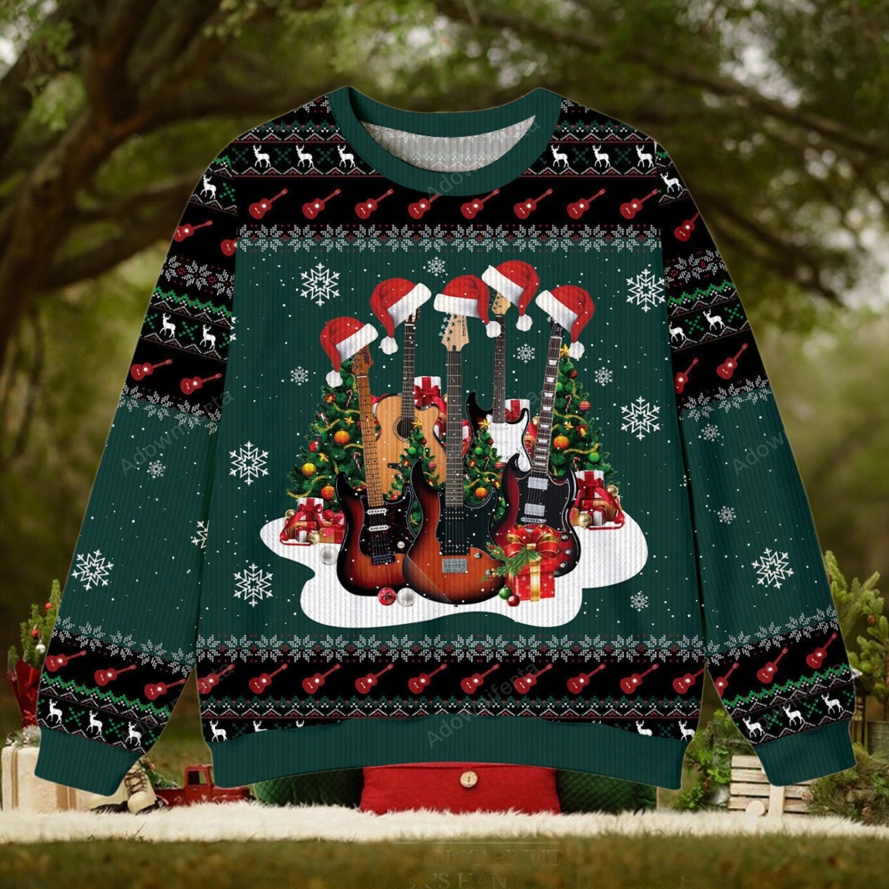 Guitar Rock n Roll Christmas Ugly Sweater Guitar Rock n Roll Christmas Ugly Sweater