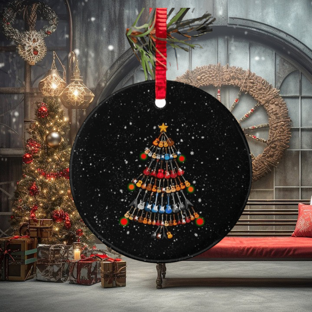 Guitar Xmas Tree Circle Ornament Christmas Ornament Christmas Gift Guitar Xmas Tree Circle Ornament Christmas Ornament Christmas Gift