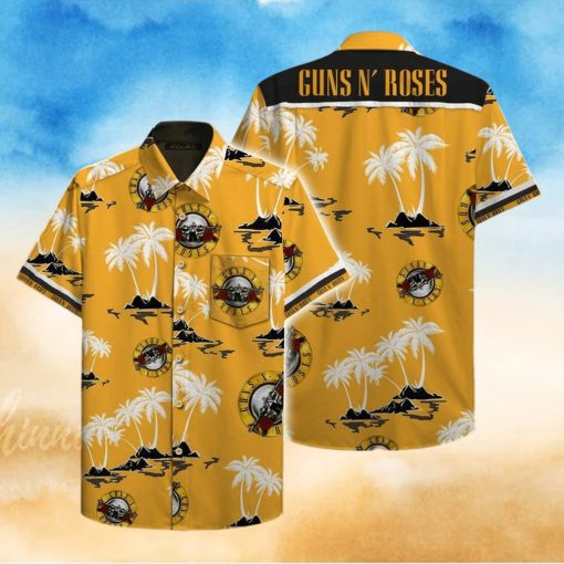 Gun And Roses Yellow Coconut Unisex Hawaiian Shirts