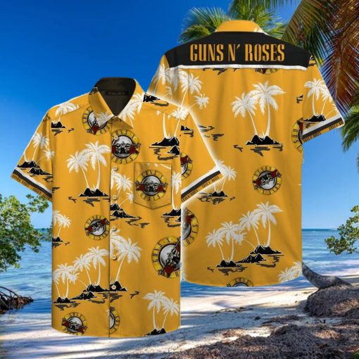 Gun And Roses Yellow Coconut Unisex Hawaiian Shirts