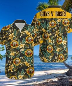 Gun And Roses Yellow Green Tropical Unisex Hawaiian Shirts