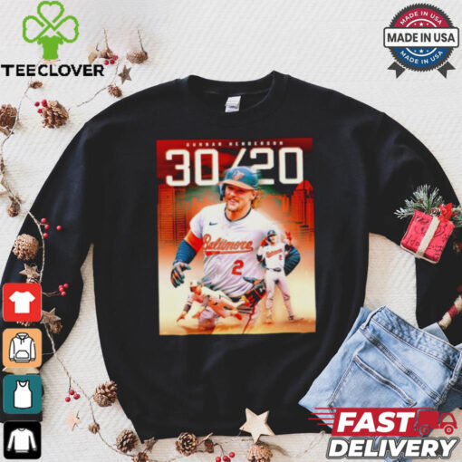 Gunnar Henderson Baltimore Orioles first career 30 20 season T shirt