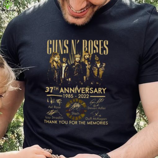 Guns N Roses 37th Anniversary Thank You For The Memories Slash Axl Roses Steven Adler Signature hoodie, sweater, longsleeve, shirt v-neck, t-shirt