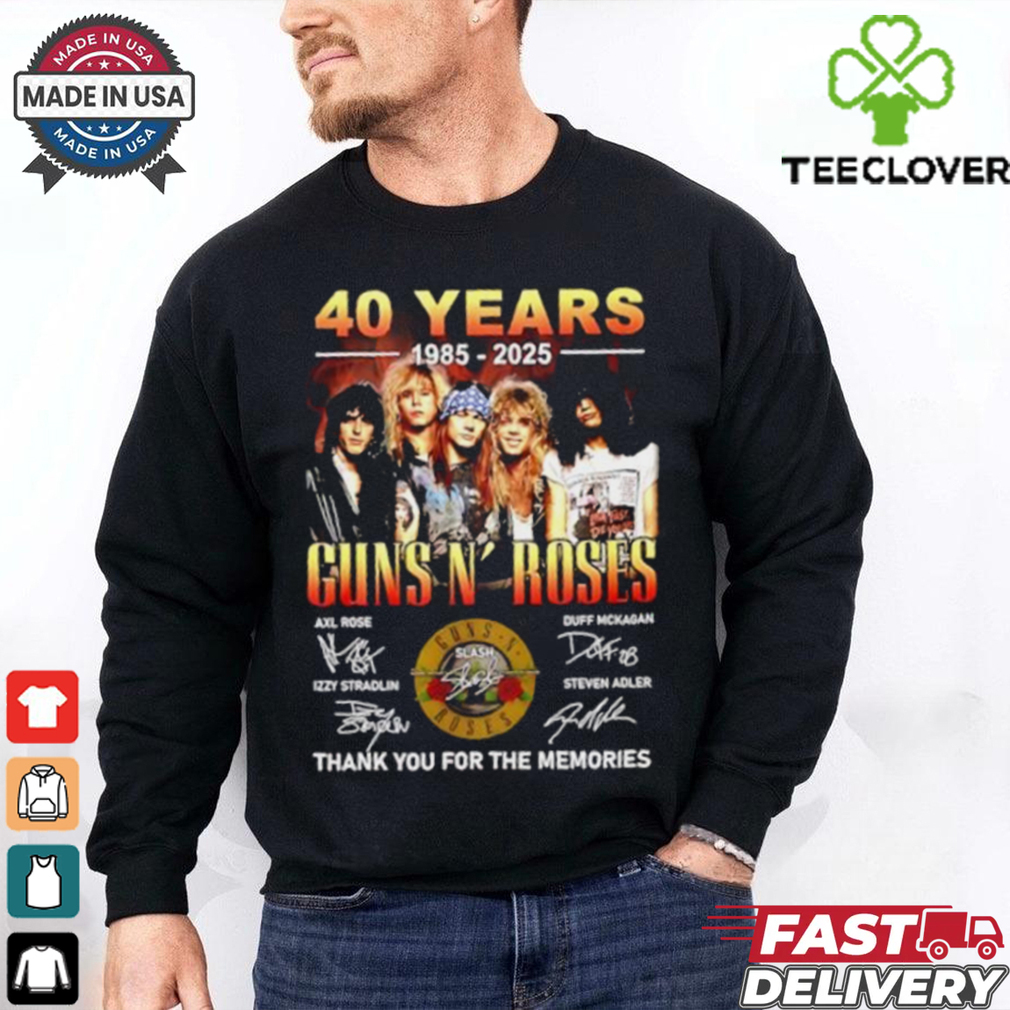 Guns N Roses 40 years 1985 2025 thank you for the memories signature shirt Guns N Roses 40 years 1985 2025 thank you for the memories signature shirt