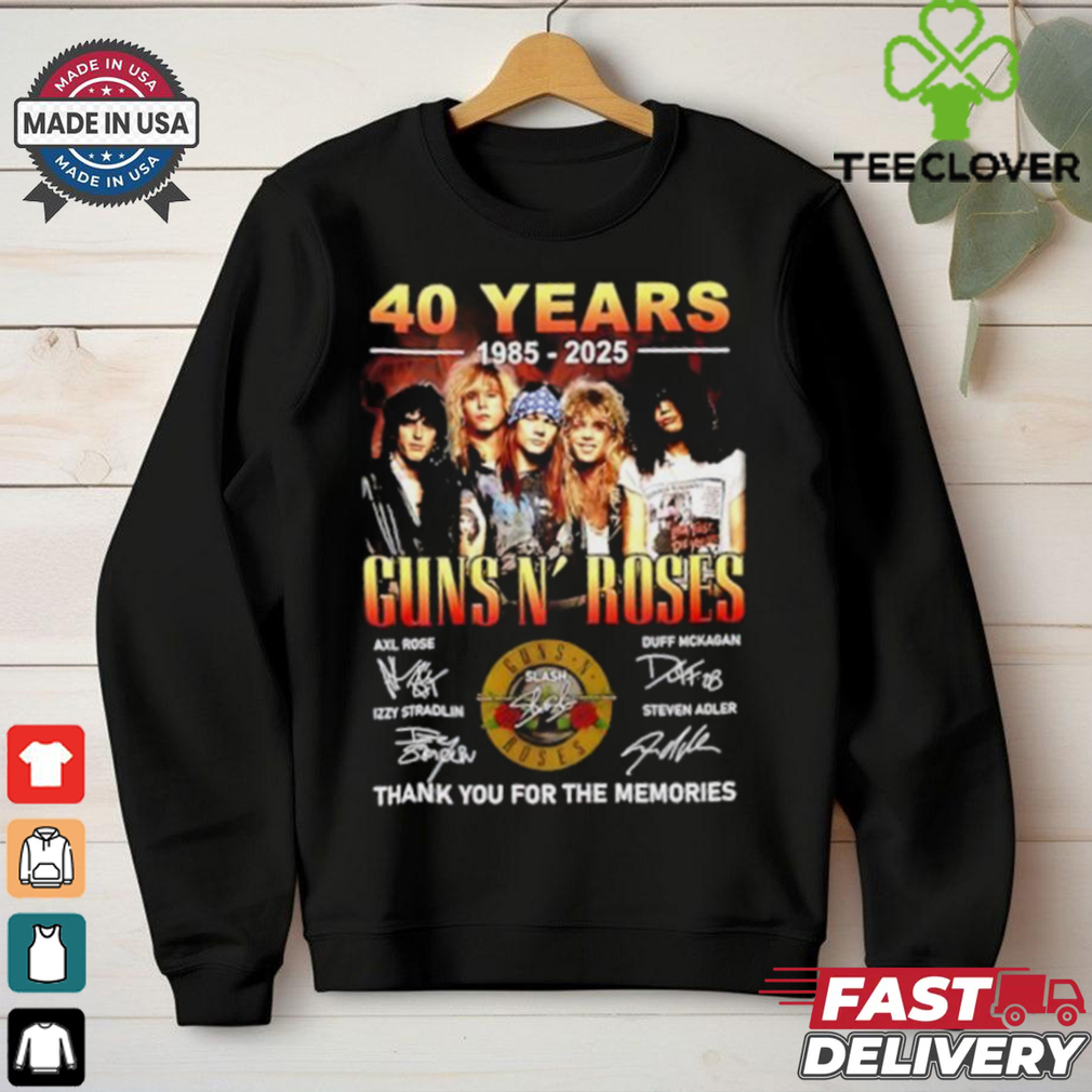 Guns N Roses 40 years 1985 2025 thank you for the memories signature shirt Guns N Roses 40 years 1985 2025 thank you for the memories signature shirt