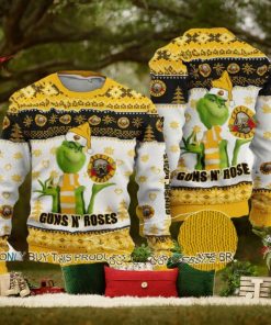 Guns N Roses Grinch Stole The Logo Knitted Yellow Ugly Christmas Sweater
