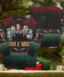 Guns N Roses Holiday 19 Bravado Band Members Skeletons Knitted Ugly Christmas Sweater