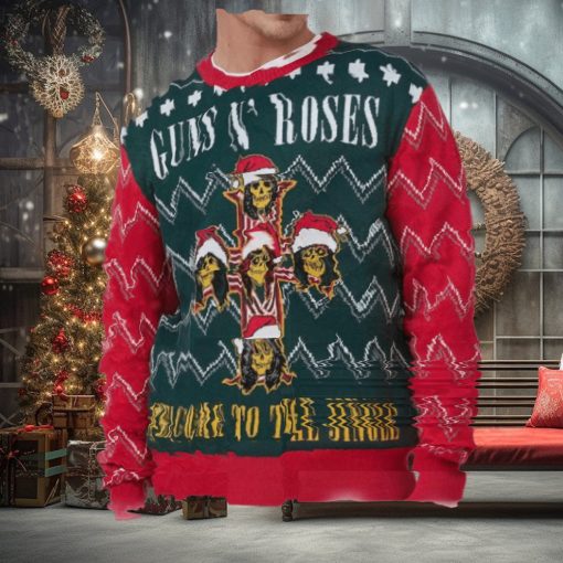 Guns N Roses Welcome To The Jingle Cross Holiday Logo Ugly Christmas Sweater