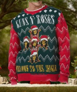 Guns N Roses Welcome To The Jingle Cross Holiday Logo Ugly Christmas Sweater