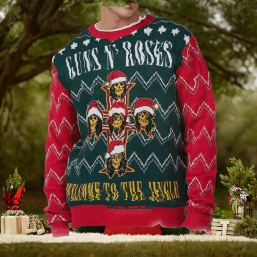 Guns N Roses Welcome To The Jingle Cross Holiday Logo Ugly Christmas Sweater