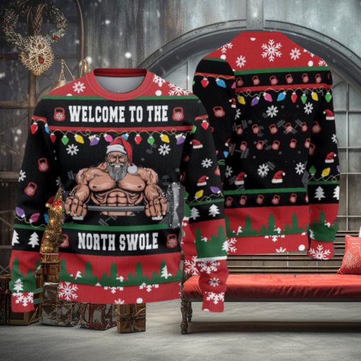 Gym Christmas Woolen Sweater Welcome to the North Swole Ugly Christmas Sweater Unisex 3D Sweater Christmas Gift
