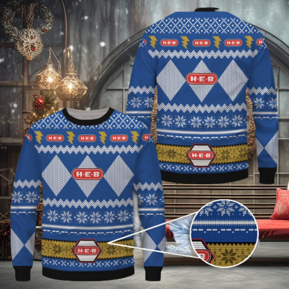 H E B Blue Merry Christmas Ugly Sweater H E B Blue Merry Christmas Ugly Sweater