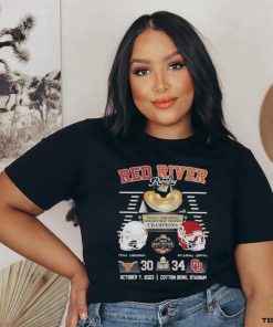 Red River Rivalry Texas Vs Oklahoma Golden Hat Trophy Champions Texas Longhorns 30 Oklahoma Sooners 34 October 7 2023 Cotton Bowl Stadium Shirt