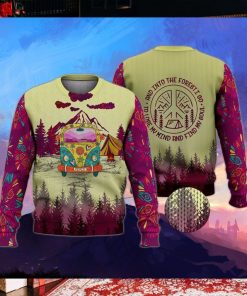 Campervan Into Forest Hippie Camping Ugly Christmas Sweater