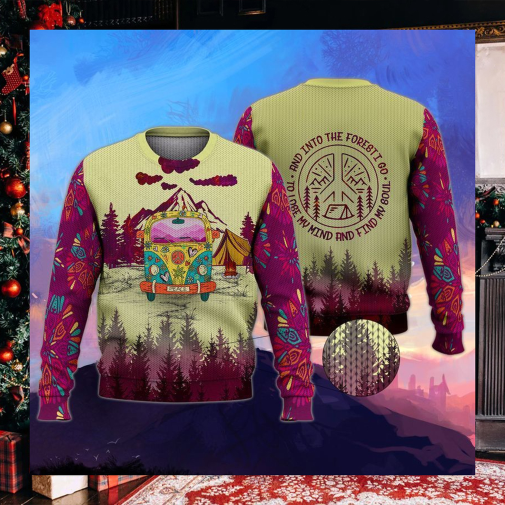Campervan Into Forest Hippie Camping Ugly Christmas Sweater Campervan Into Forest Hippie Camping Ugly Christmas Sweater
