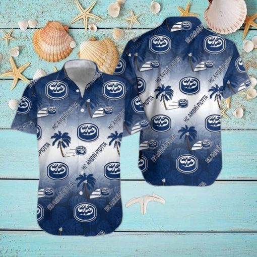 HC Ambri Piotta Dark Blue White Gradient Hawaiian Shirt Style Gift