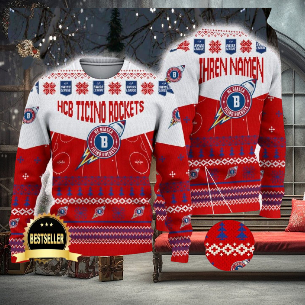HCB Ticino Rockets Ugly Christmas Sweater Logo Custom Name Gift Fans HCB Ticino Rockets Ugly Christmas Sweater Logo Custom Name Gift Fans