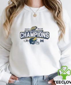 Michigan Wolverines White 2023 Bowtie Helmet Big 10 Conference Champions Logo Shirt