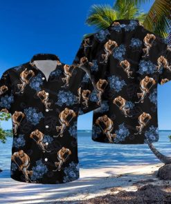 HOCKEY PLAYER BLACK UNISEX HAWAIIAN SHIRTS