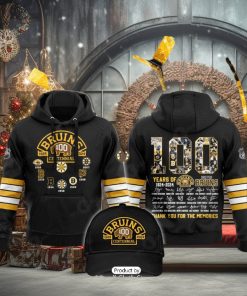 HOT 100 Years Of Boston Bruins 1924 2024 Memories Signatures Black Hoodie 3D
