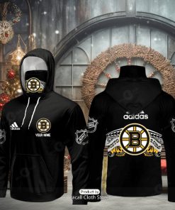 HOT NHL Boston Bruins Custom Name Adidas Black Hoodie 3D