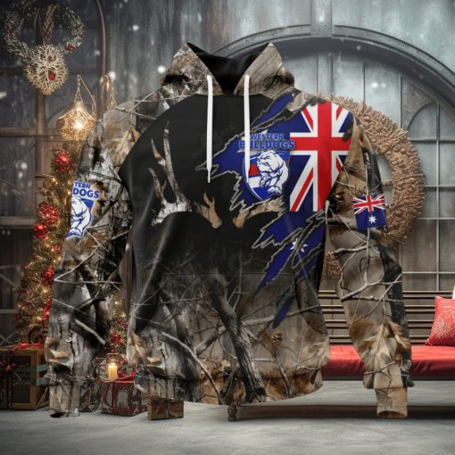 HOT Personalized AFL Western Bulldogs Special Camo Realtree Hunting Hoodie Sweatshirt 3D
