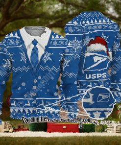 HOT UGLY CHRISTMAS SWEATER USPS LOGO SATAN HAT REINDEER SNOWFLAKE