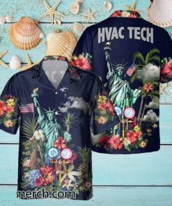 HVAC Tech Statue Of Liberty Tropical Hawaiian Shirt
