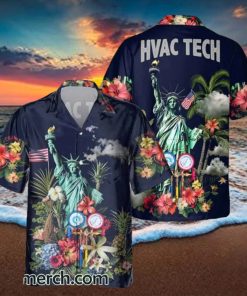 HVAC Tech Statue Of Liberty Tropical Hawaiian Shirt