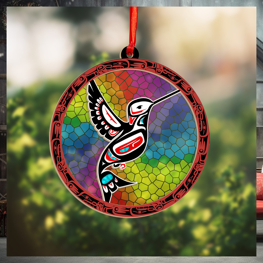 Haida Hummingbird Northwest Coast Suncatcher Ornament Native Art Christmas Ornaments 2023 Haida Hummingbird Northwest Coast Suncatcher Ornament Native Art Christmas Ornaments 2023