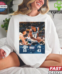 Halftime Los Angeles Lakers 55 – 42 Minnesota Timberwolves 2 Down 2 To Go Poster t shirt