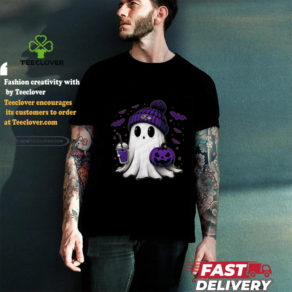 Halloween Baltimore Ravens NFL Football Fan Ghost with Pumpkin shirt Halloween Baltimore Ravens NFL Football Fan Ghost with Pumpkin shirt
