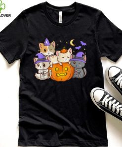 Halloween Cats Anime Cat Kawaii Neko Pumpkin Cat Lover Witch T Shirt