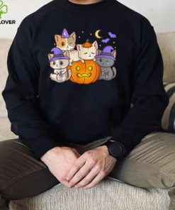 Halloween Cats Anime Cat Kawaii Neko Pumpkin Cat Lover Witch T Shirt