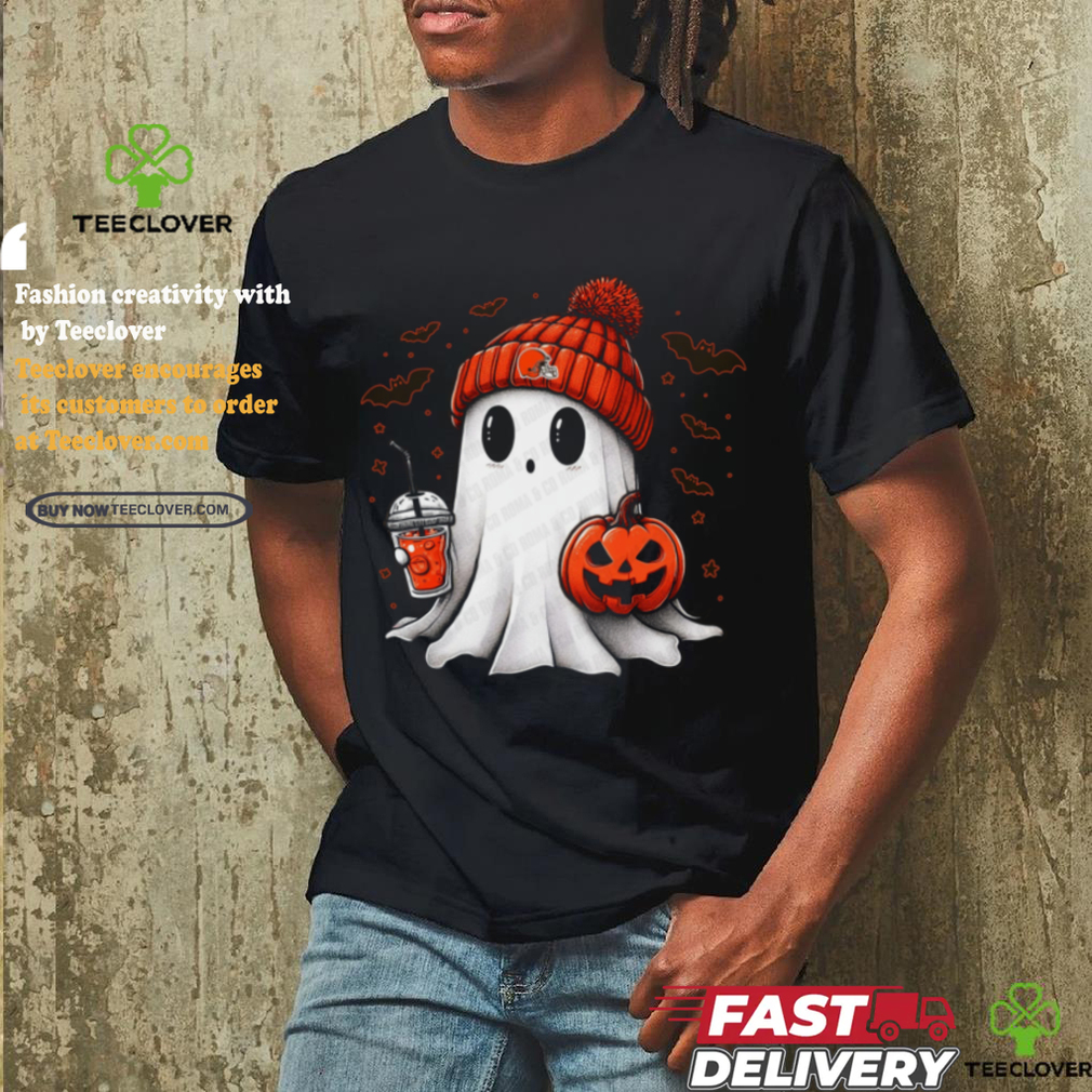 Halloween Cleveland Browns NFL Football Fan Ghost with Pumpkin shirt Halloween Cleveland Browns NFL Football Fan Ghost with Pumpkin shirt
