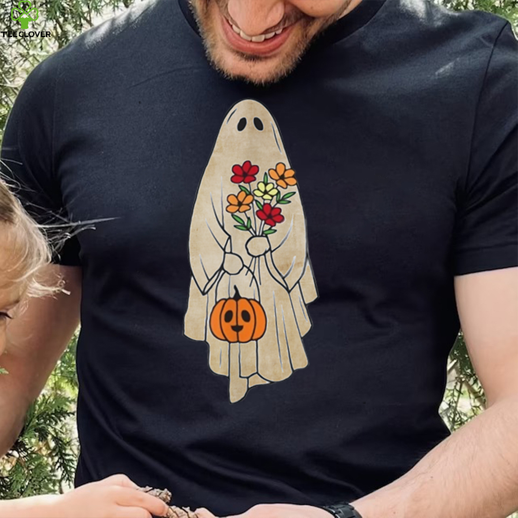 Halloween Costume Vintage Floral Ghost Pumpkin Funny Graphic T Shirt