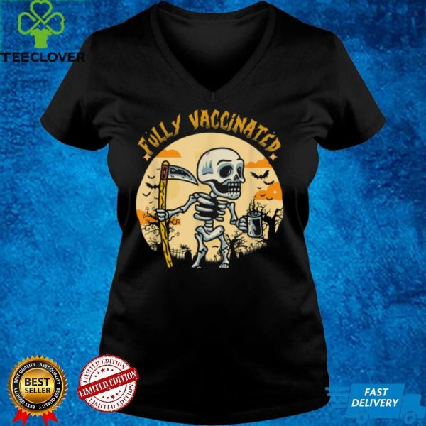 Halloween Fully Vaccinated Monster Pumpkin Skull Skeleton T Shirt