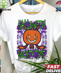 Halloween Hockey Time With Spooky Pumpkin shirt