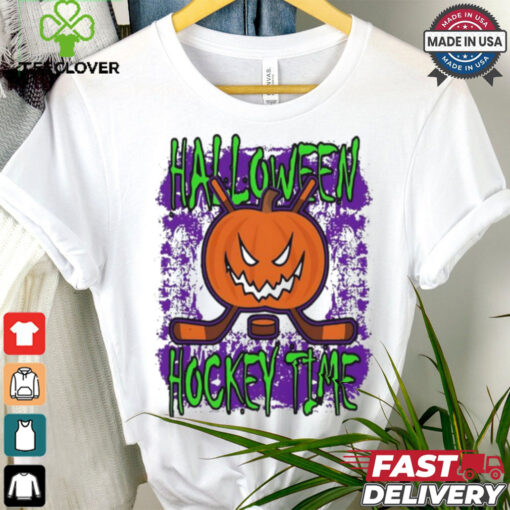 Halloween Hockey Time With Spooky Pumpkin shirt