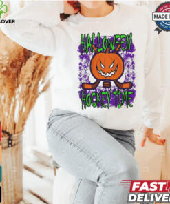 Halloween Hockey Time With Spooky Pumpkin shirt
