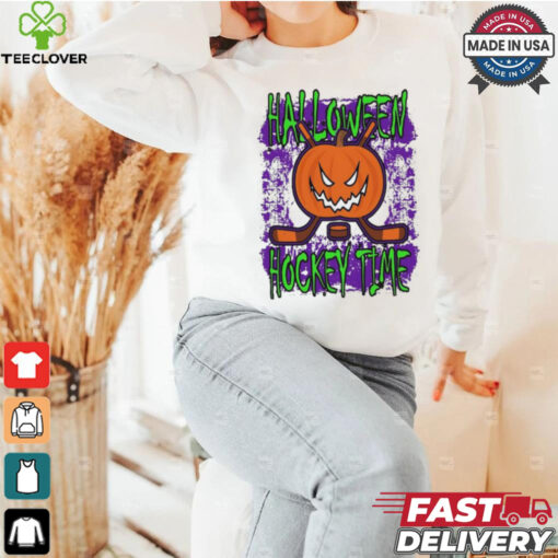 Halloween Hockey Time With Spooky Pumpkin shirt
