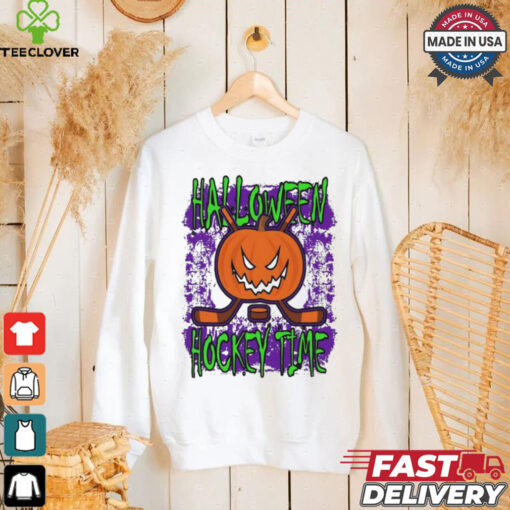 Halloween Hockey Time With Spooky Pumpkin shirt