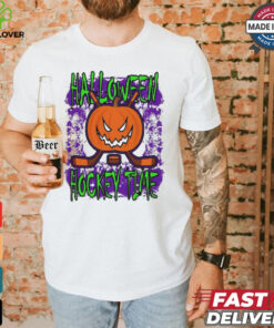 Halloween Hockey Time With Spooky Pumpkin shirt