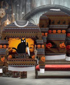 Halloween Killer Black Cat Funny Cat What Ugly Christmas Sweater Unisex 3D Sweater Christmas Gift