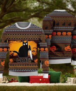 Halloween Killer Black Cat Funny Cat What Ugly Christmas Sweater Unisex 3D Sweater Christmas Gift