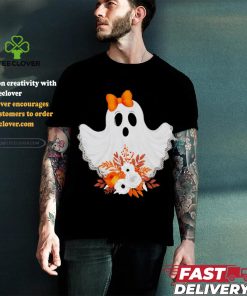 Halloween Lace Ghost Spooky Coquette Orange Bow shirt