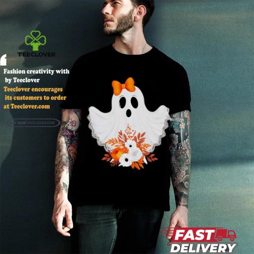 Halloween Lace Ghost Spooky Coquette Orange Bow shirt