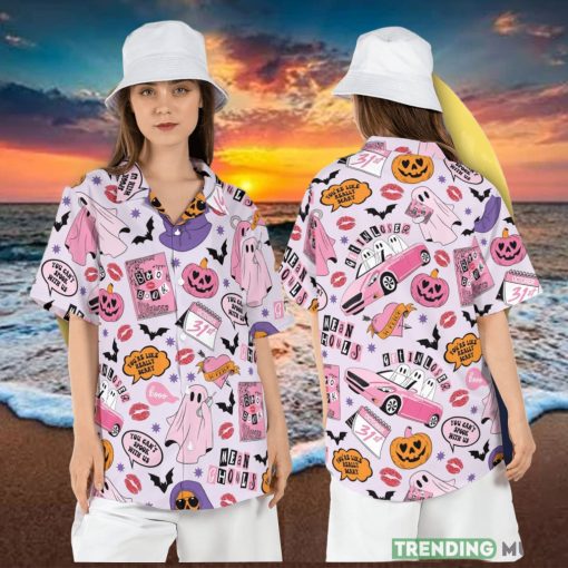 Halloween Mean Ghouls Hawaiian Shirt Funny Mean Girls Hawaii Shirt Pink Halloween Ghosts Aloha Shirt
