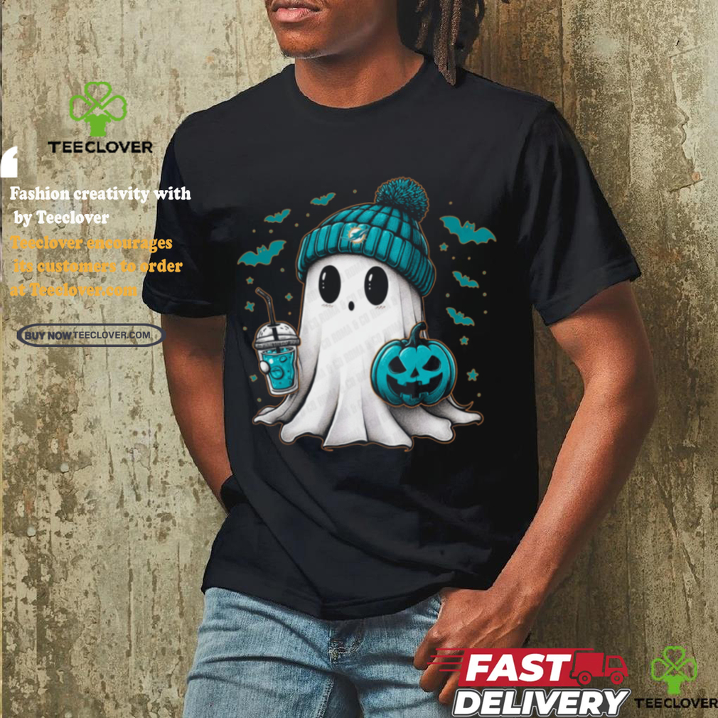 Halloween Miami Dolphins NFL Football Fan Ghost with Pumpkin shirt Halloween Miami Dolphins NFL Football Fan Ghost with Pumpkin shirt